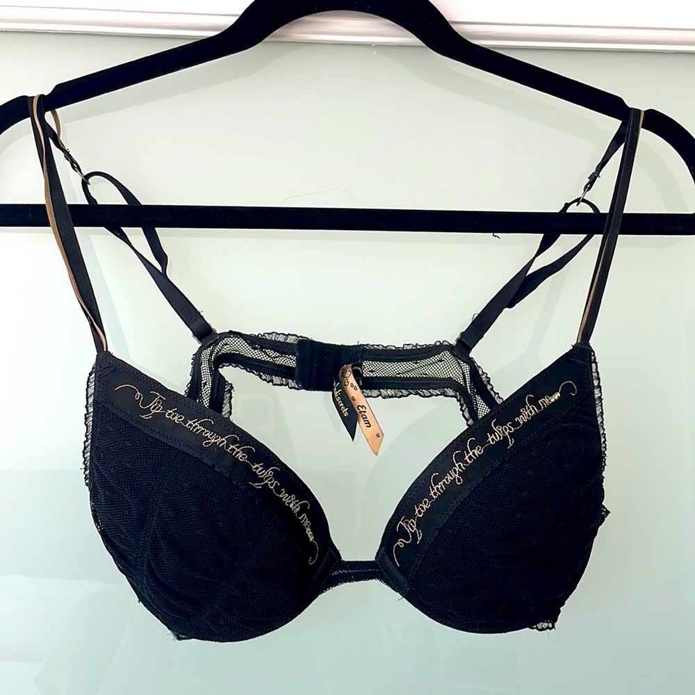 Etam Paris Padded Black Lace Bra Size 34B